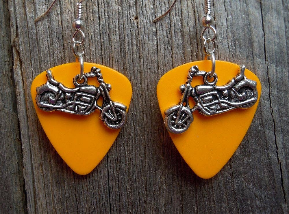 Simply Raevyn - Wholesale Dangle Earrings - Motorcycle Charm Guitar Pick Earrings5