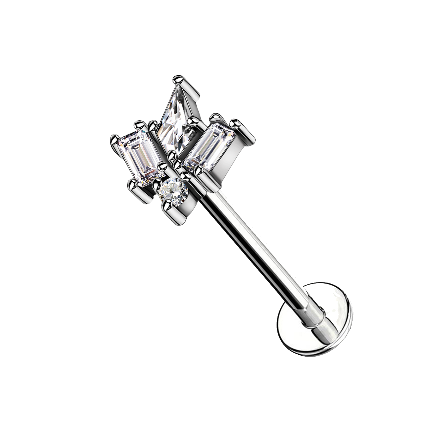 Awaken - Wholesale Single Earring - Labret Piercing with Geometric Design and Crystals 3