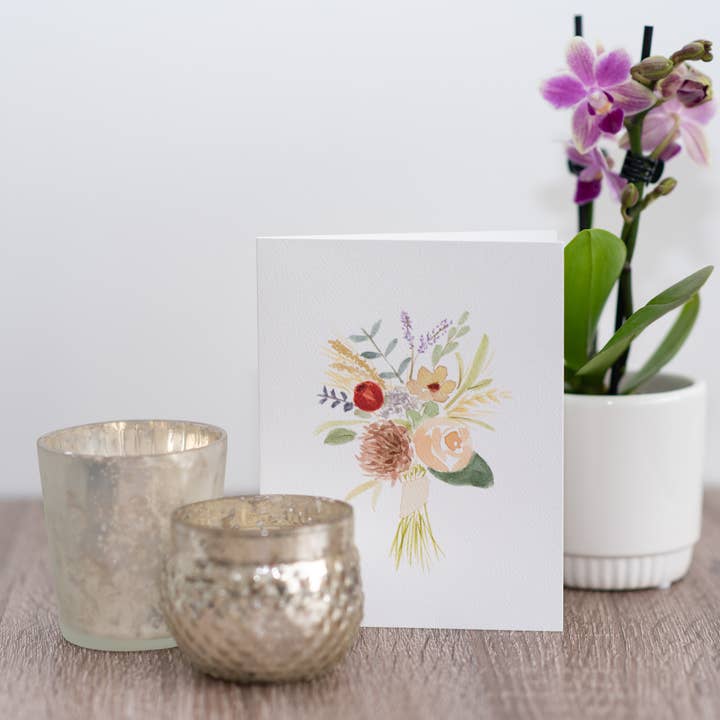 Dahlia and Rose Bouquet Card for wholesale by Paintings by Kalie Rose