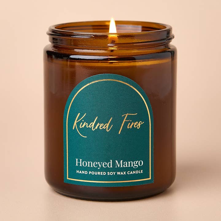 Honeyed Mango Scented Jar Candle for wholesale by Kindred Fires