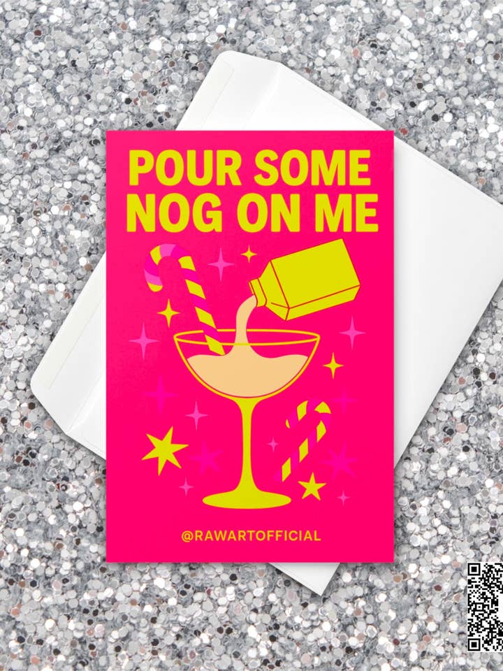 Versez du lait de poule sur moi Carte de Noël drôle – Carte de vœux rétro pour cocktail de vacances, Carte de fête de Noël au lait de poule pour la vente par Hot Mess Paper Co.