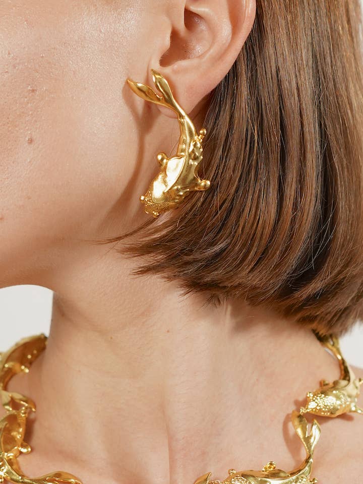 Gold Koi Fish Earrings for wholesale by Shinyland Llc dba Aquadan.co (Wholesale)