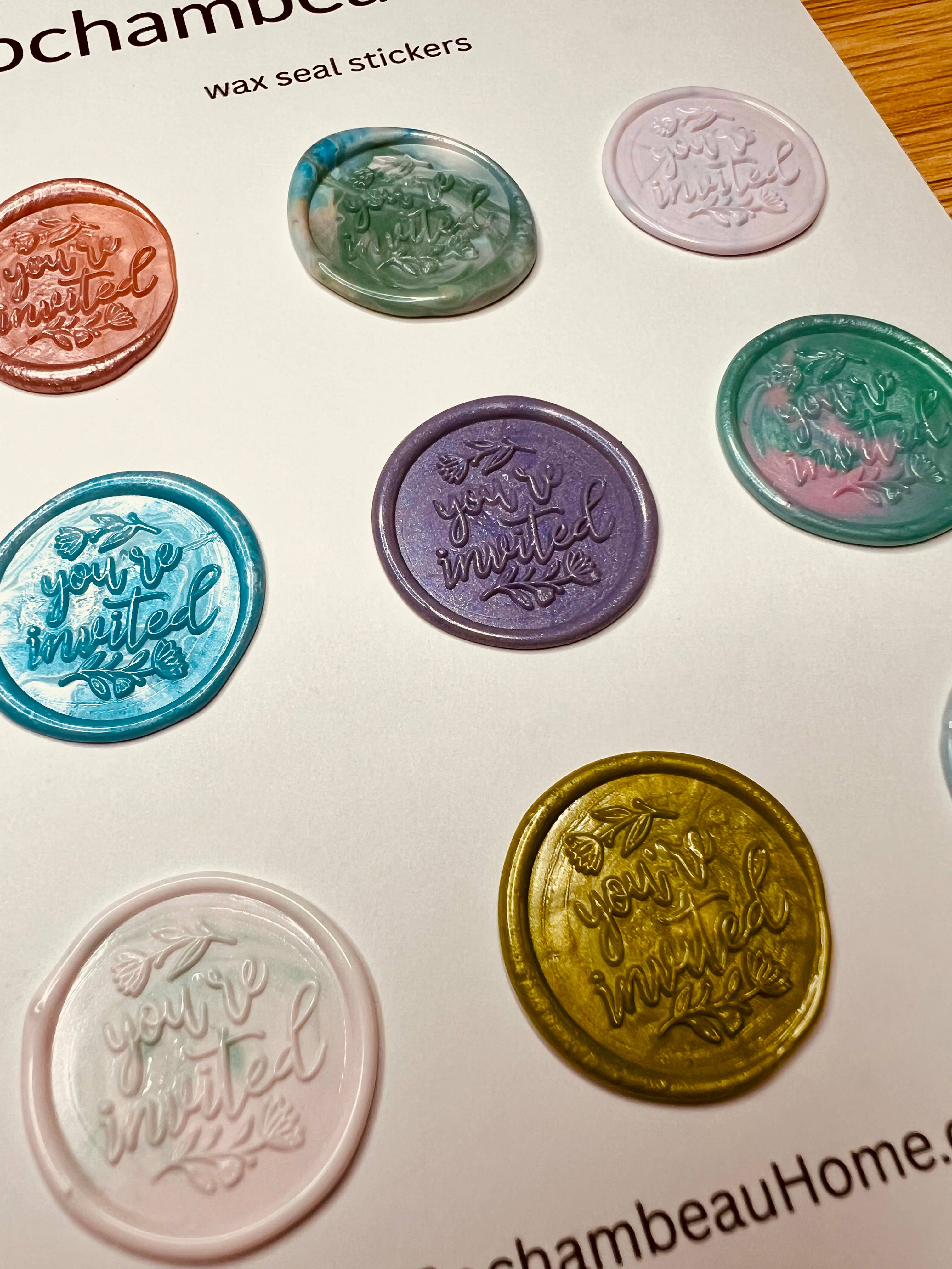 Rochambeau Home - Wholesale Sealing Wax - You're Invited Wax Seal Stickers – Elegant Script Design4