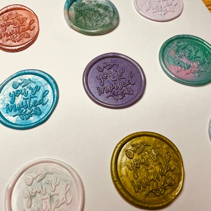Rochambeau Home - Wholesale Sealing Wax - You're Invited Wax Seal Stickers – Elegant Script Design4