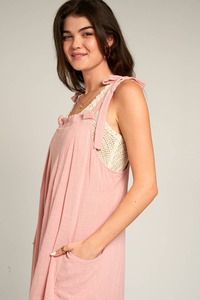 En Crème - Wholesale Jumpsuit - Women's - Ruched Neck Shoulder Tie Loose Fit Jumpsuit31