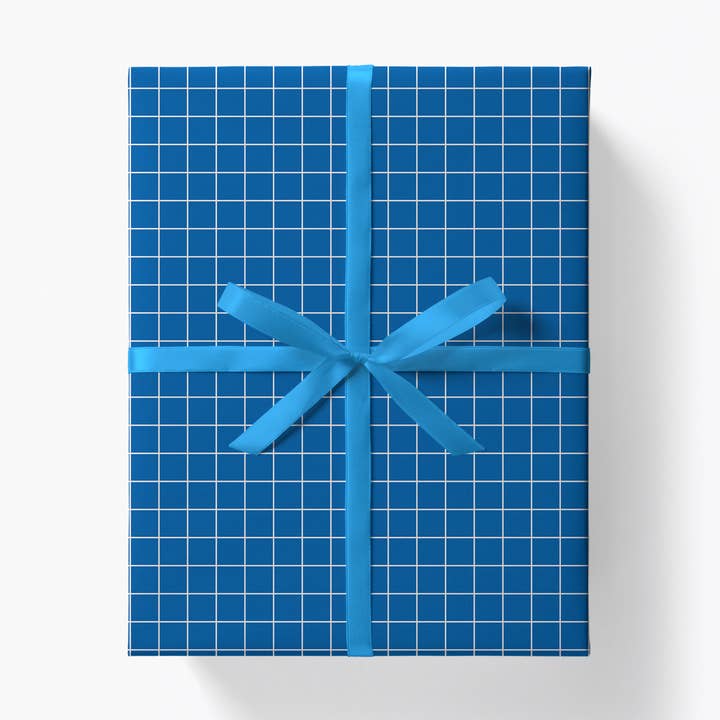 Graph Paper Gift Wrap – Blue for wholesale by Graphic Factory