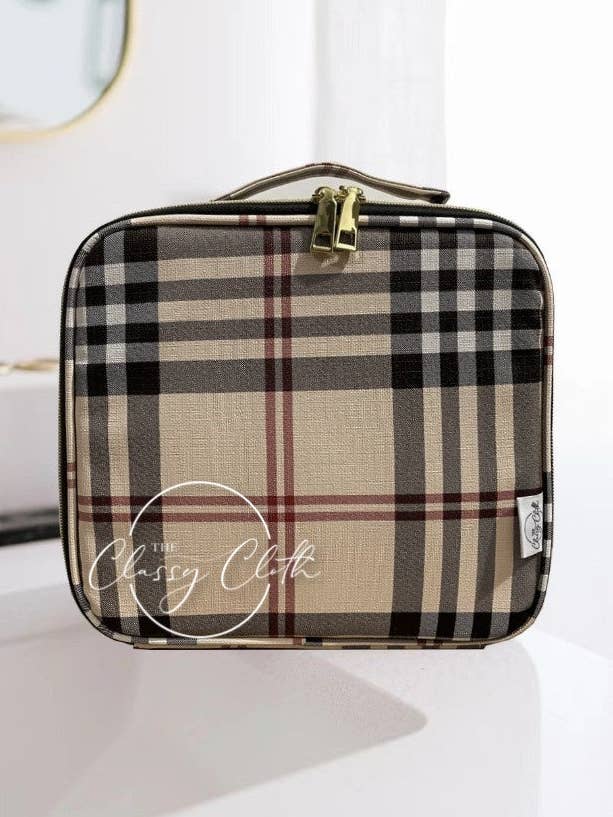 Mega Makeup Case - Plaid RTS for wholesale by The Classy Cloth WS