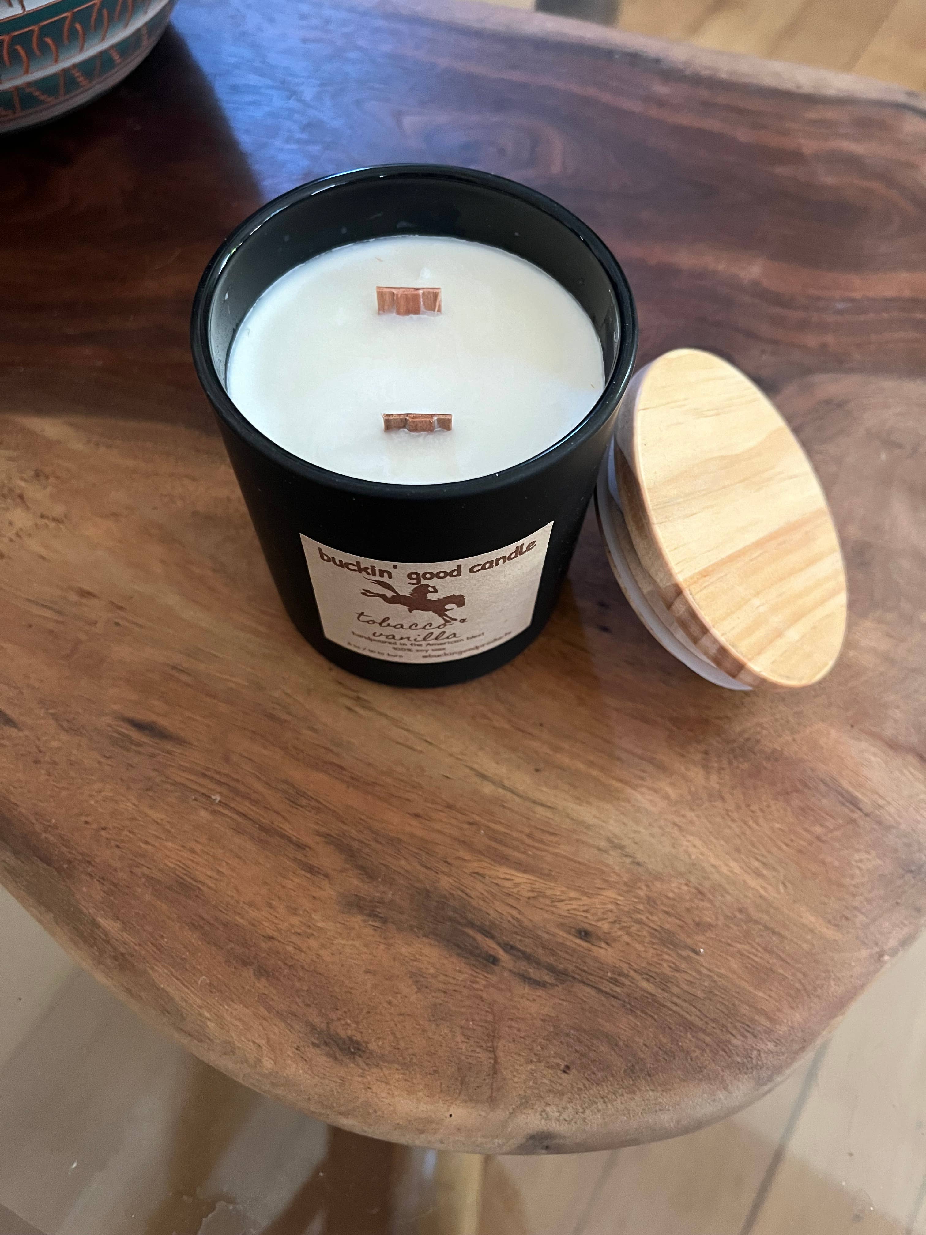 buckin’ good products - Wholesale Jar/Filled Candle - Candle Tobacco + Vanilla Ceramic (western decor)2