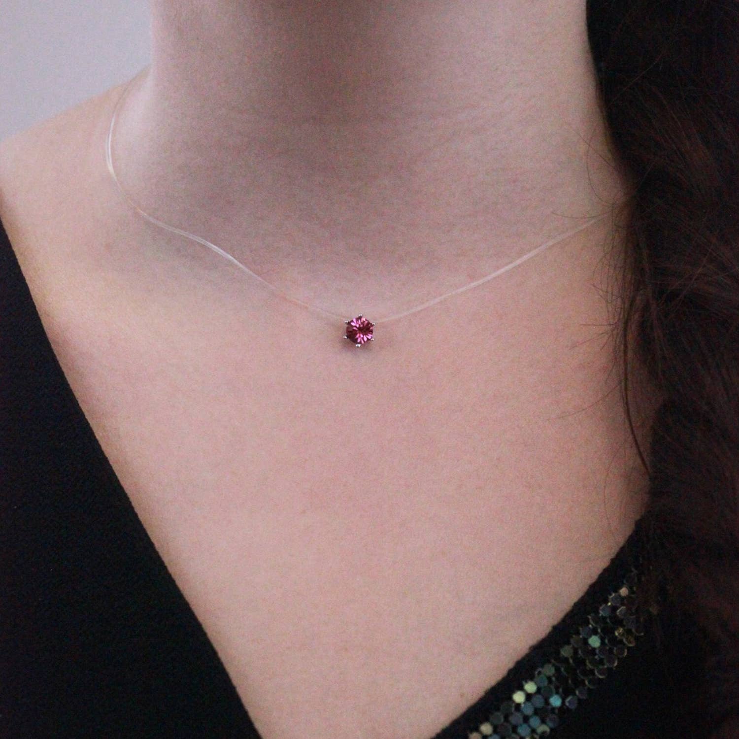 CARALI / MYC Paris - Wholesale Pendant/Charm Necklace - Invisible Pendants - Silver and Pink1