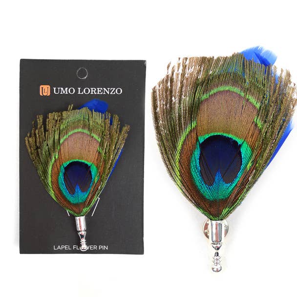 Selini New York - Wholesale Lapel Pin/Button - Men's  Peacock Feather Clutch Back Lapel  Pins4