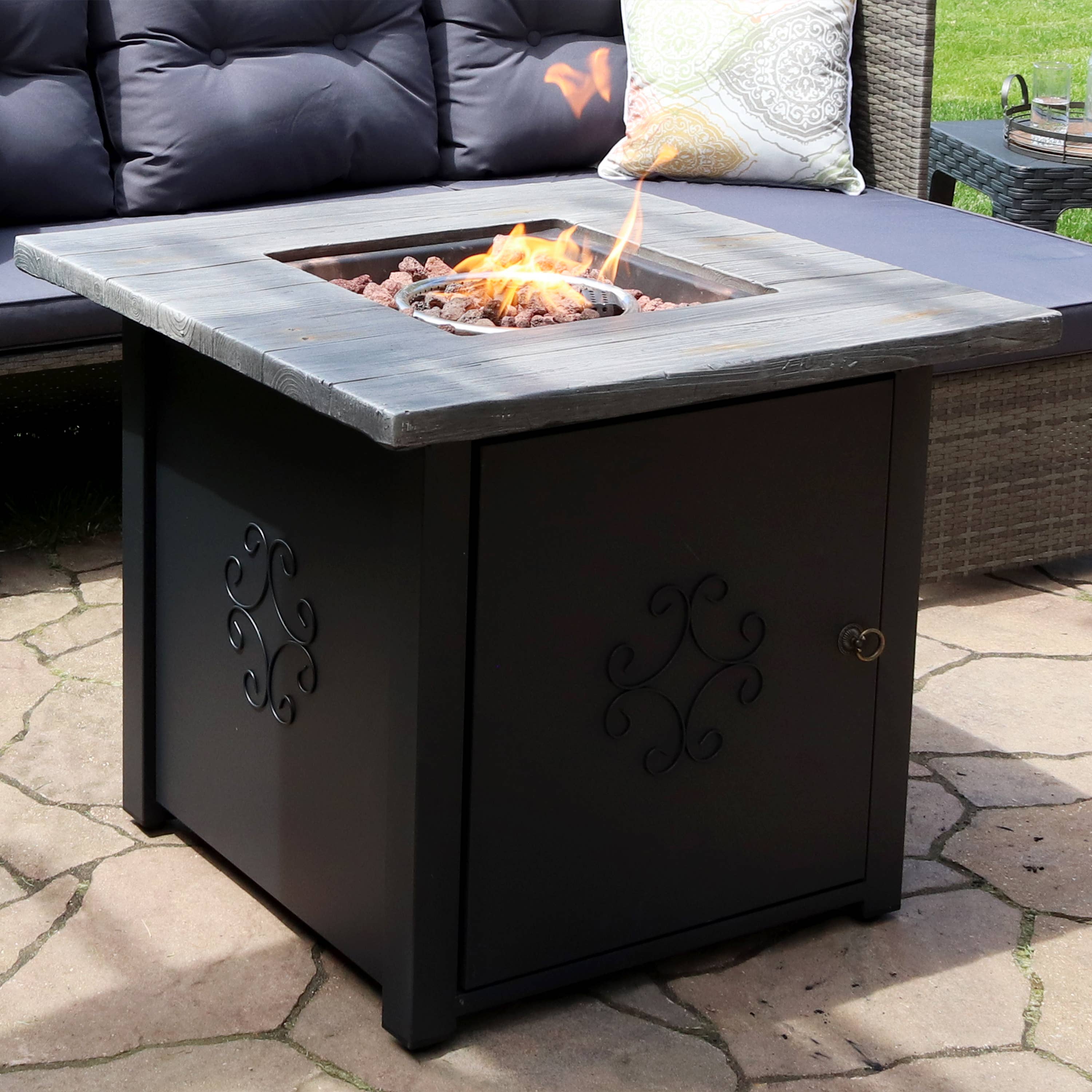 Sunnydaze Decor - Wholesale Fire Pit - 30 in Square MGO Propane Gas Fire Pit Table with Lava Rocks0