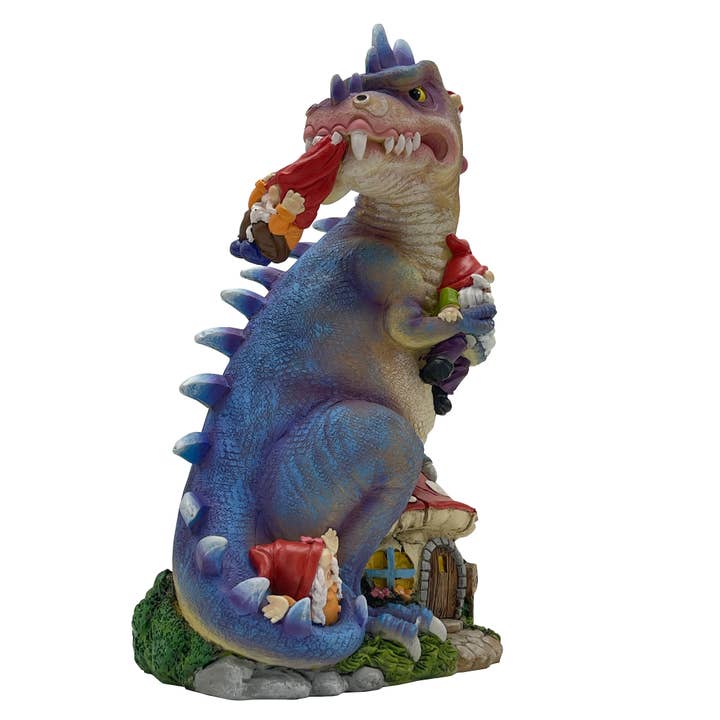 By Mark & Margot – Engroshandel Havenisse – Dinosaur Swinging Gnomes Statue Lilla med Stempelnisse - AF MARK & MARGOT - GRATIS FRAGT!11