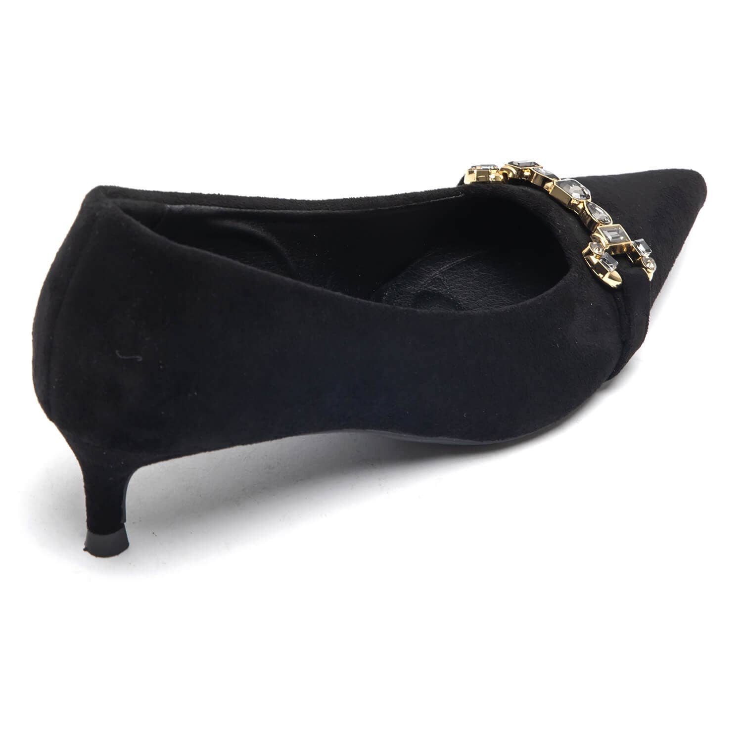 No Doubt Shoes – wholesale Low heels – Women′s – POINTED TOE GEMSTONE PUMP HEEL WITH GOLD CHAIN PARTY SANDALS5