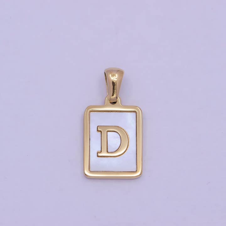 Aim Eternal - Wholesale Individual charm/pendant - Mother of Pearl Letter Charm Gold Tag Alphabet Charm, Shell Letter Pendant Personalized Letters Initial Charm Stainless Steel A-862-A-8743