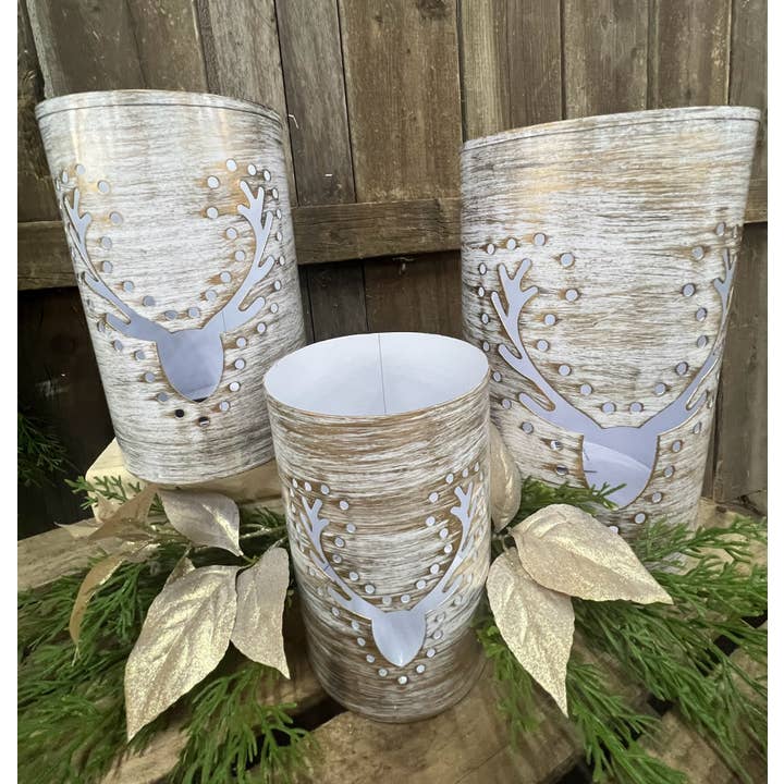 Wholesale Home Decor - Wholesale Decorative Jar - Deer Head Cutout Iron Container 4x6in1