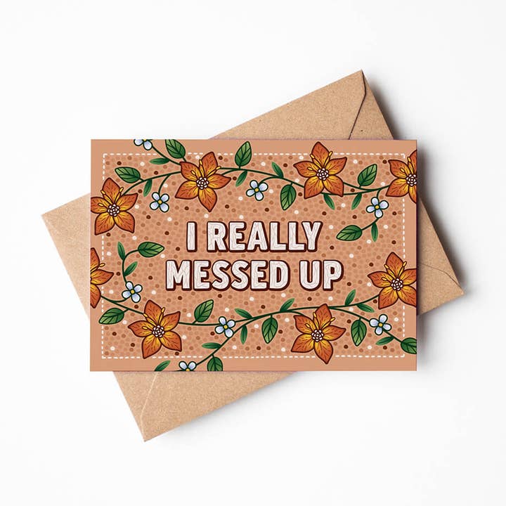 'I Really Messed Up' Orange Floral Sorry Card for wholesale by Jess A Little Creative