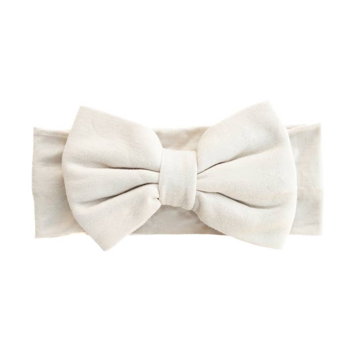 Bamboo Luxury Bow Headband NB- 6 Months-Cashmere for wholesale by Baby Blues And Pink LLC