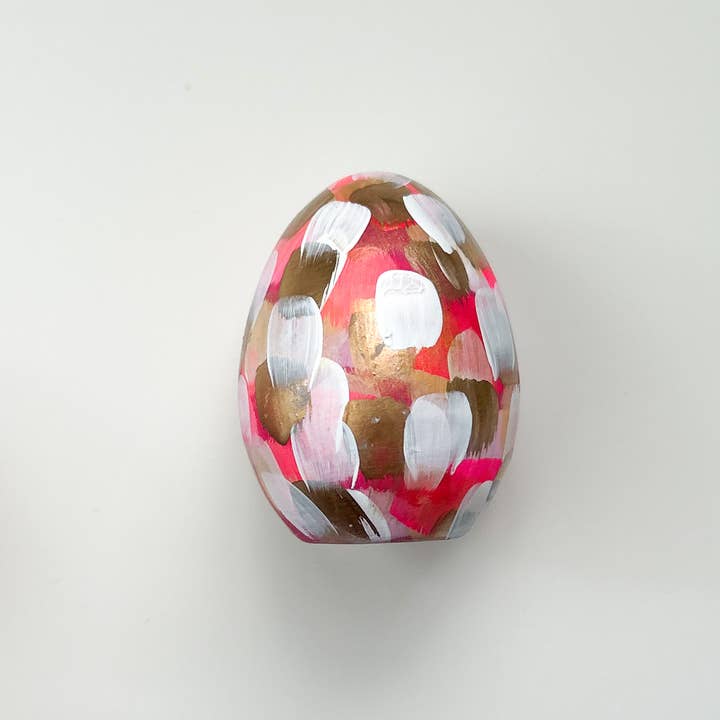 Jessica Reynolds Art - Wholesale Decorative Tabletop Object - Small Pink and White Egg1