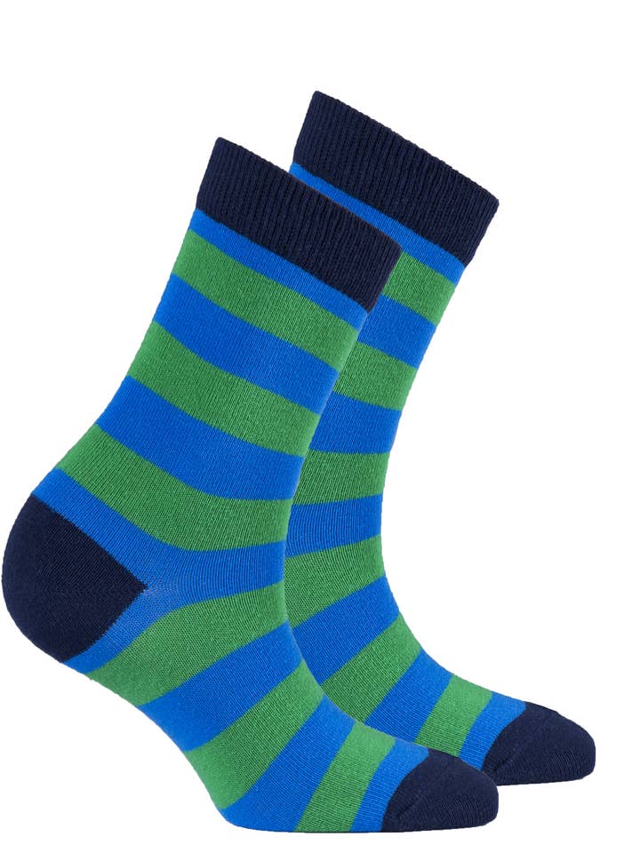 Socks n Socks - Wholesale Socks - Women's - Women's Blue Grass Stripe Crew Socks0