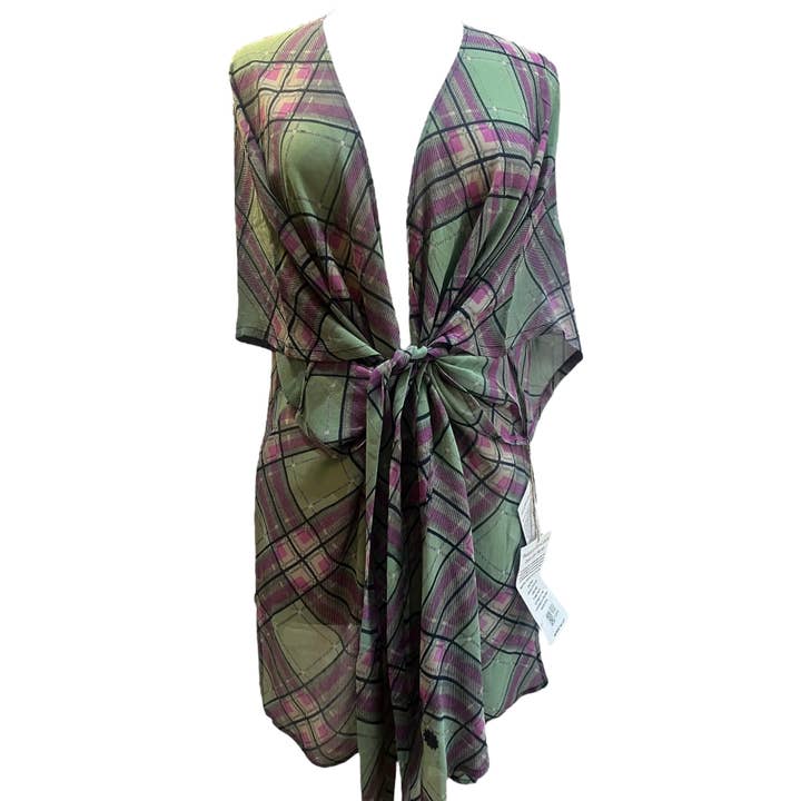 PRG6929 Sheer Avatar Pure Silk Kimono-Sleeved Jacket with Belt for wholesale by sariKNOTsari