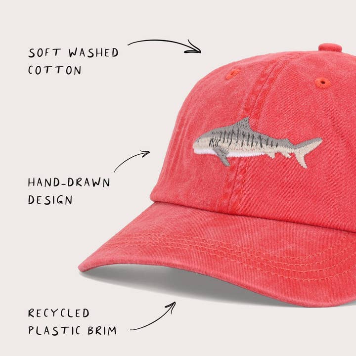 Pallion Point - Wholesale Baseball cap – Unisex - Tiger Shark Fish Lid | Cotton Dad Cap in Red4