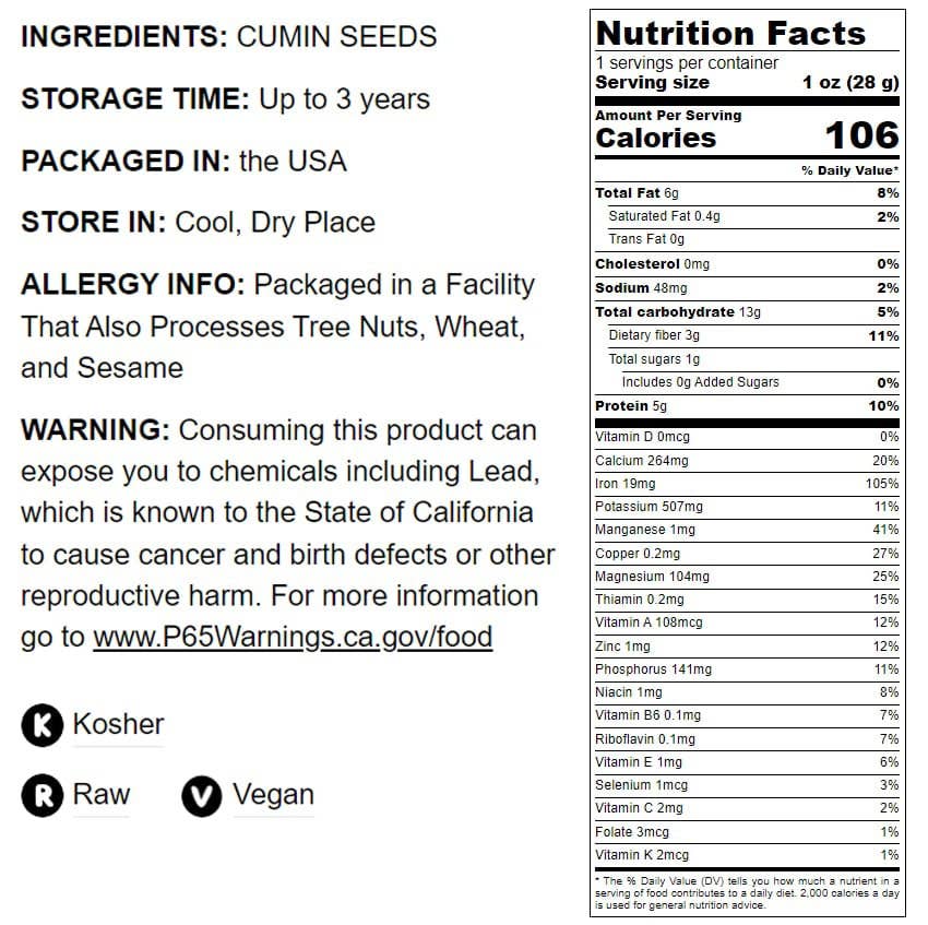 Food To Live – Engroshandel Tørret krydderi – Hele spidskommen frø - Jeera frø, vegansk, bulk duftende krydderi2