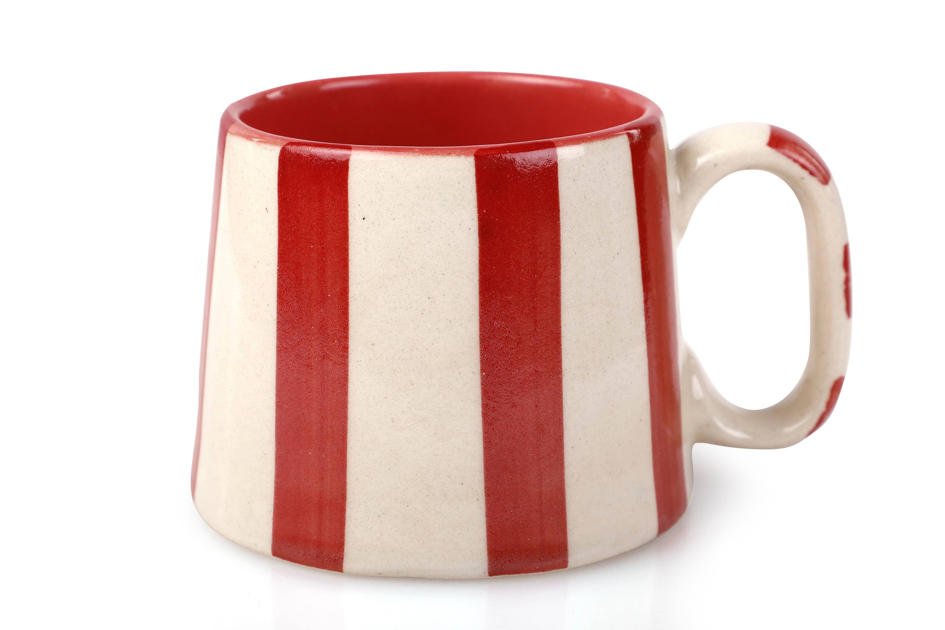 Casa Amarosa – wholesale Kaffe-/Tékopp – Keramikkopp för kaffe med röd randning – 220 ml1