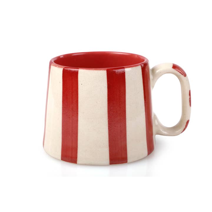 Casa Amarosa - Wholesale Coffee/Tea Cup - Ceramic Red Stripe Coffee cup- 220ml1