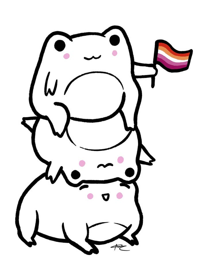 Pride Month Non-profit frøer (Lesbisk flag), 100% af overskud doneret til kønsbestemt intelligens for engroshandel hos Tom'sTotes Ltd