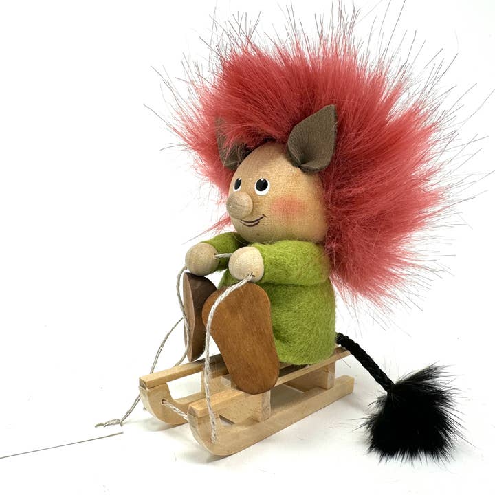 Troll on a sled Scandinavian decor for wholesale by Nordic Dreams