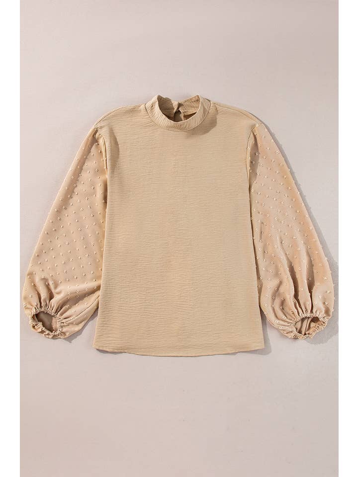 PRETTY BASH - Wholesale Blouse - Women's - Solid Swiss Dot Balloon Sleeve Blouse16