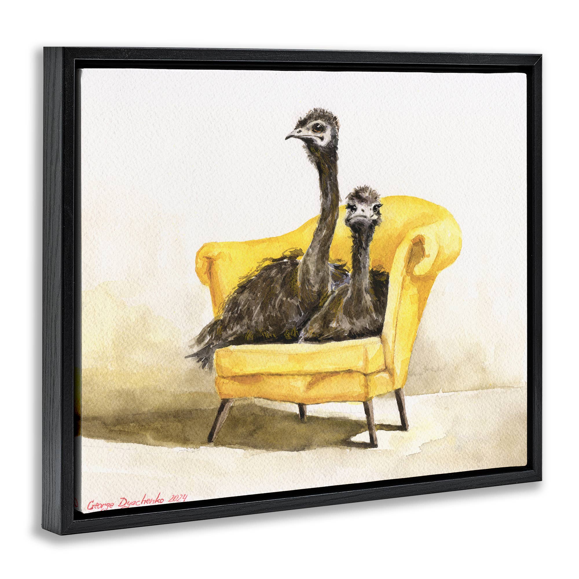 Stupell Industries - Wholesale Wall Sign - Funny Ostriches on Yellow Chair - Framed Wall Art19