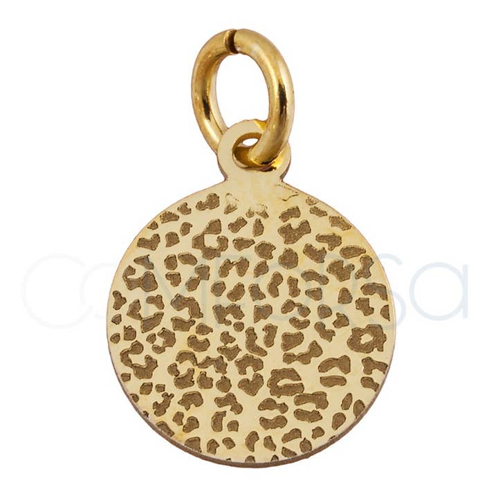 COM FORSA SL - Wholesale Individual Charm/Pendant - Sterling Silver 925 Gold-Plated Leopard Print Pendant 10 Mm2