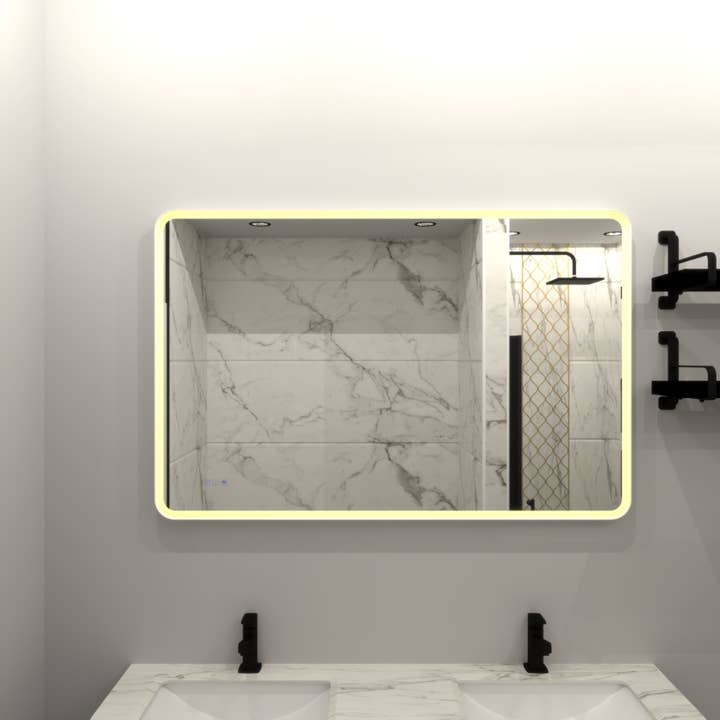 39F Inc. - Wholesale Wall Mirror - 48"X36" Rectangular Dimmable Anti-Fog LED Bathroom Mirror3