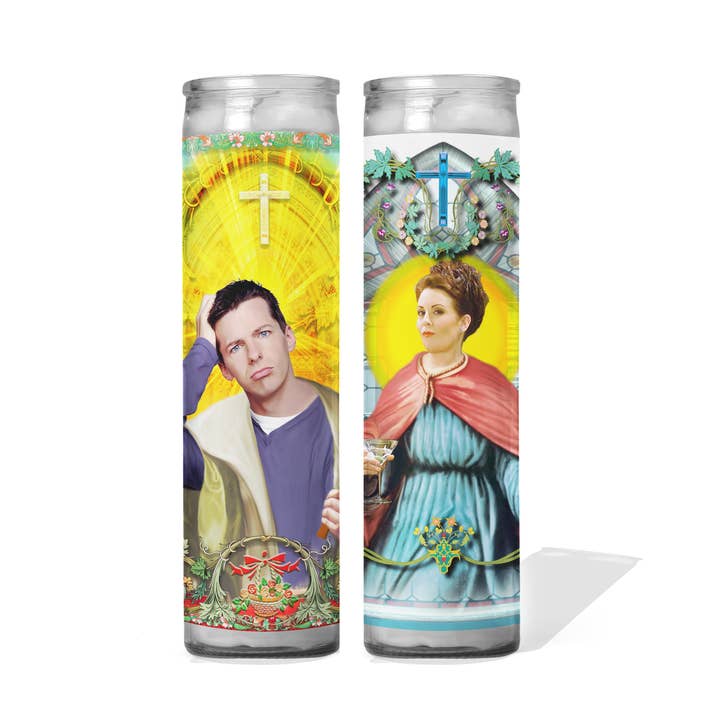 Karen & Jack (Will & Grace) Celebrity Prayer Candle Set for wholesale by Calm Down Caren