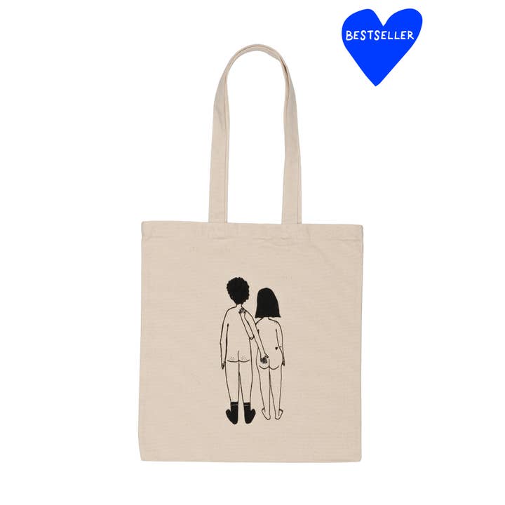tote bag naked couple back for wholesale by helen b