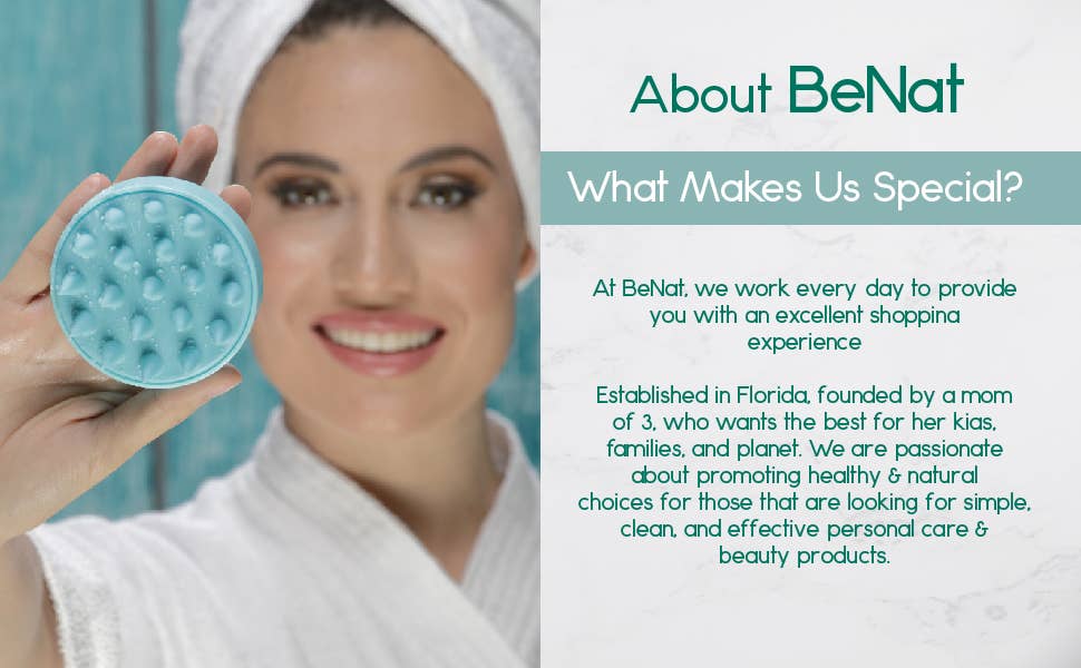 BeNat – Engroshandel Hovedkradser/massage – BeNat hovedbundsmassager med bløde silikonebørster7