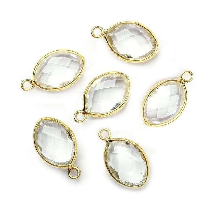 13x9mm Vermeil Bezel Crystal Quartz Marquise Pendant 1 piece for wholesale by Beads of Cambay