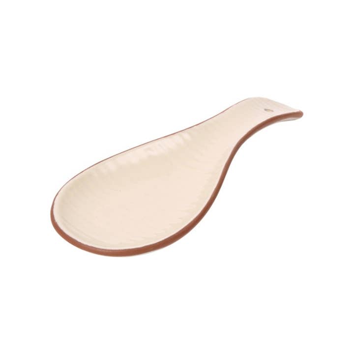 Porto Terracotta Ribbed Spoon Rest - Stone for wholesale by Dexam UK