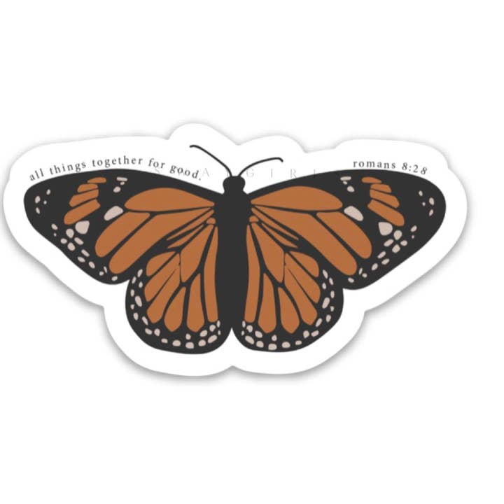 Pegatina Romanos 8:28 | Pegatina mariposa monarca para venta al por mayor de swaygirls
