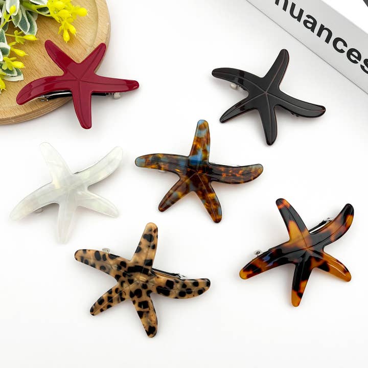 TheDivaSoap - Wholesale Hair Clip - Women's - Acetate Starfish Hair Clip, Ocean-Inspired Side Clip