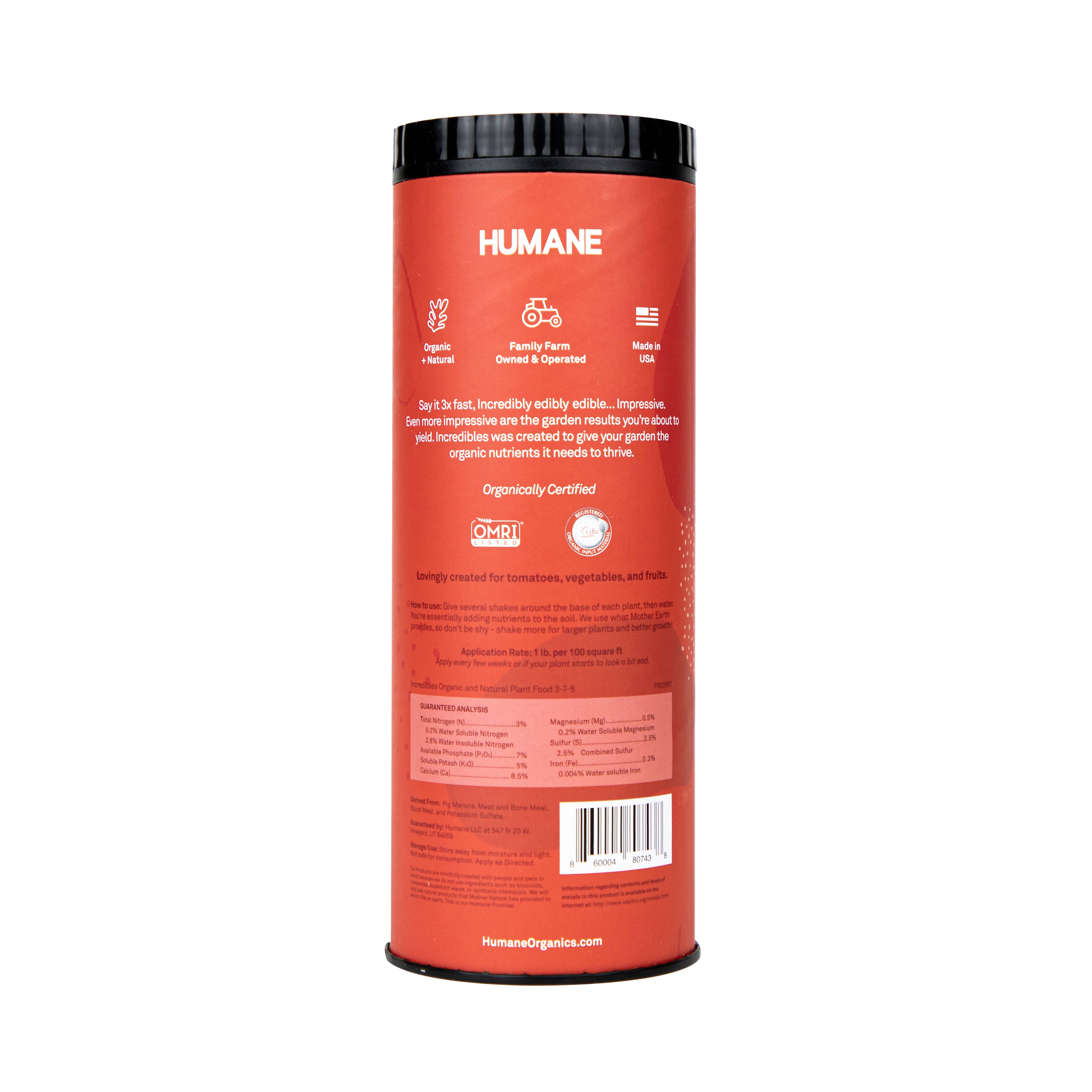 Humane – wholesale Gödsel – Superhjältarna ekologisk växtmat, 1,25 lb Shaker2