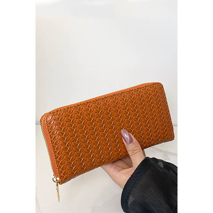 42POPS - Wholesale Wallet - Women's - ,,,,...SI-26747 Trendy Vegan Leather Woven Weave Long Wallet