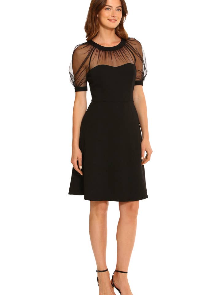 ILLUSION FIT AND FLARE W/ PUFF SLEEVE for wholesale by Maggy London Group