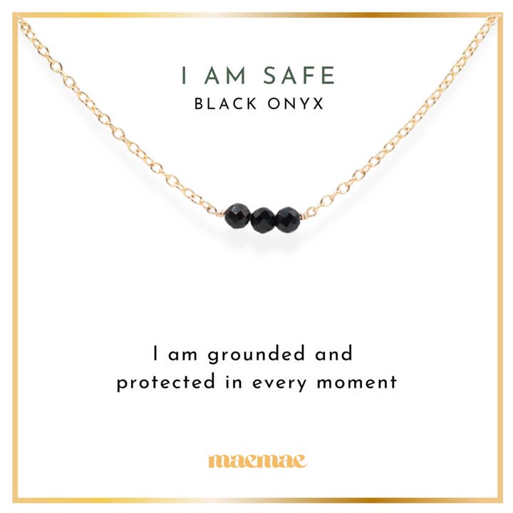 I am Safe Black Onyx Necklace for wholesale by MaeMae Jewelry