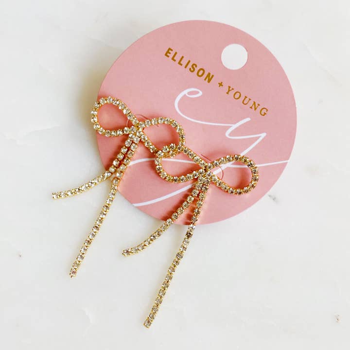 Ellison+Young - Wholesale Dangle Earrings - Adorable Shine Bow Earrings