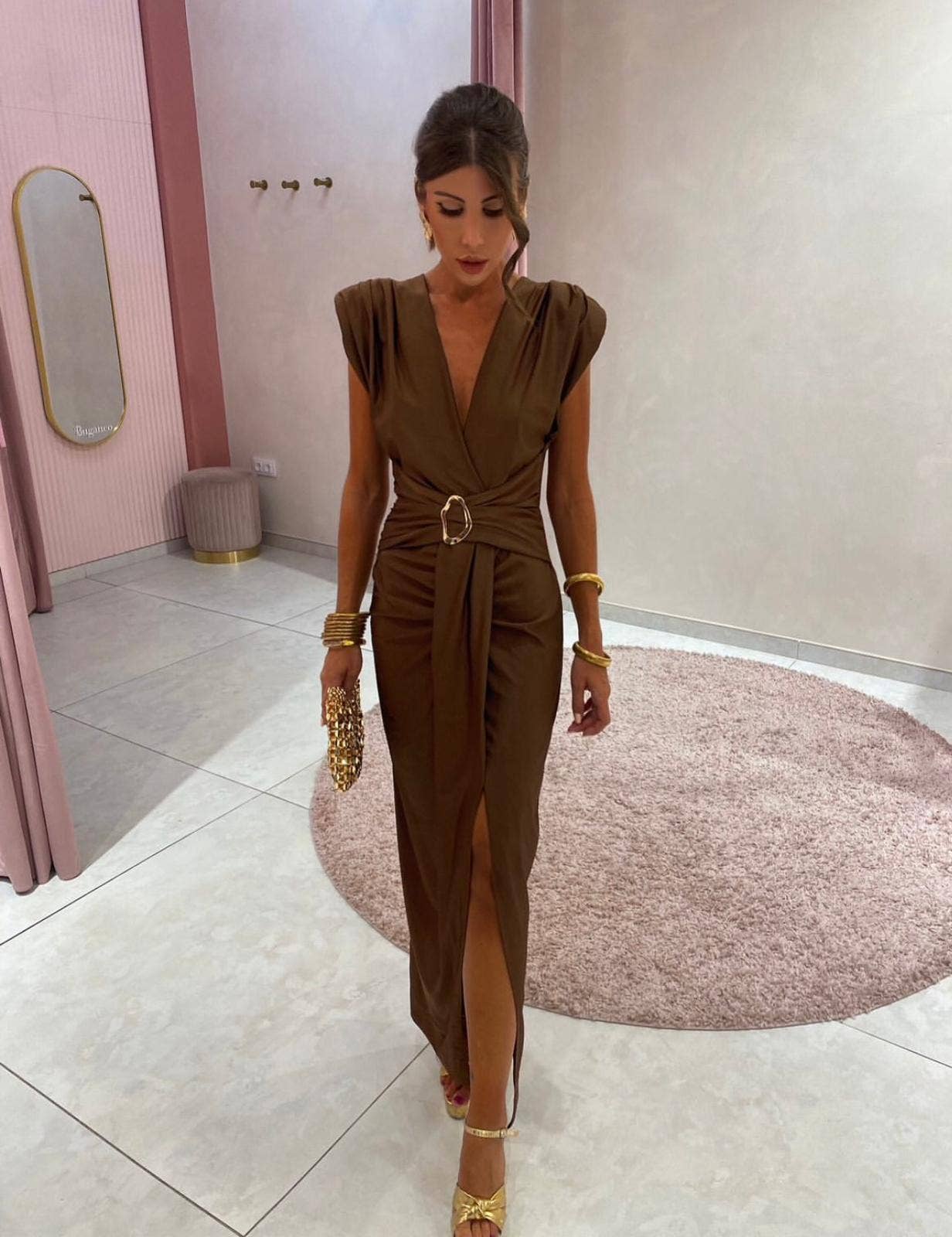 LORIANE - Wholesale Dress - Women's - 7336/61123 Long plain dress6