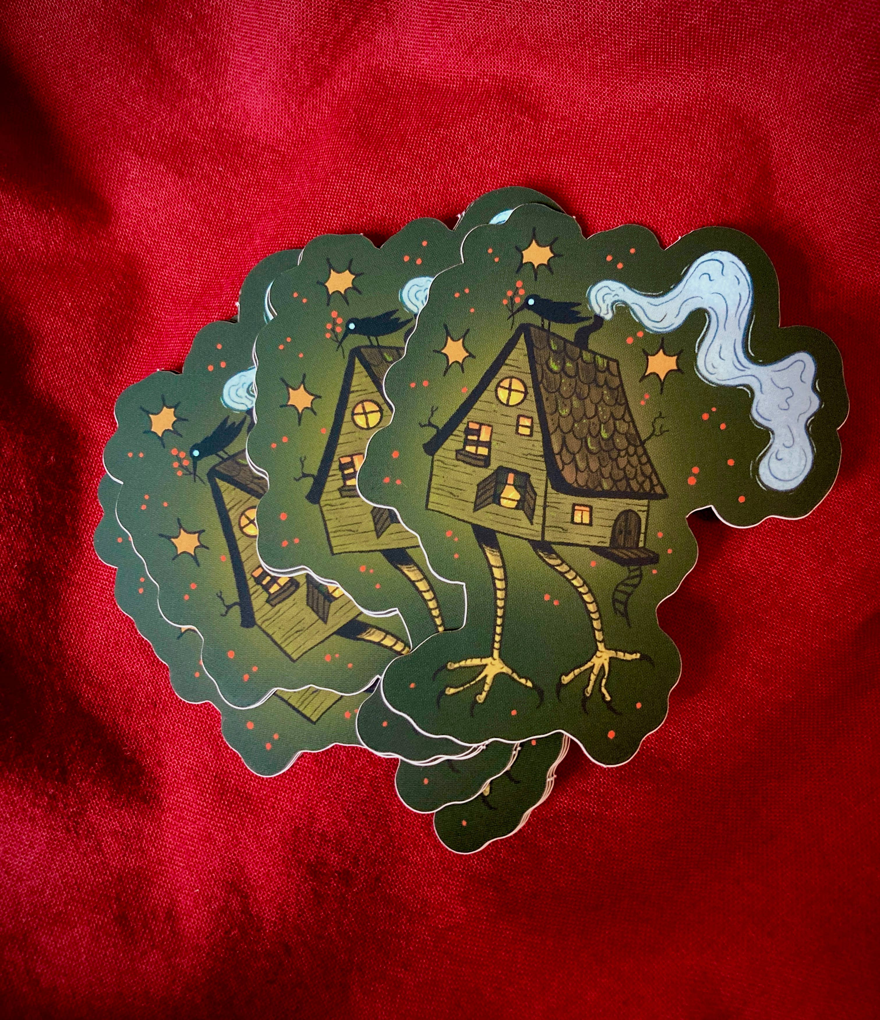 Baba Yaga's House | Matte Vinyl Sticker for wholesale by Camilla Watson Art