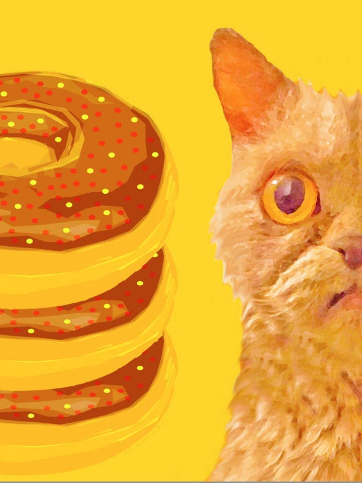 Cat Doughnuts Art Print by Giraffes and Robots for wholesale by Giraffes and Robots Pop Art Studio