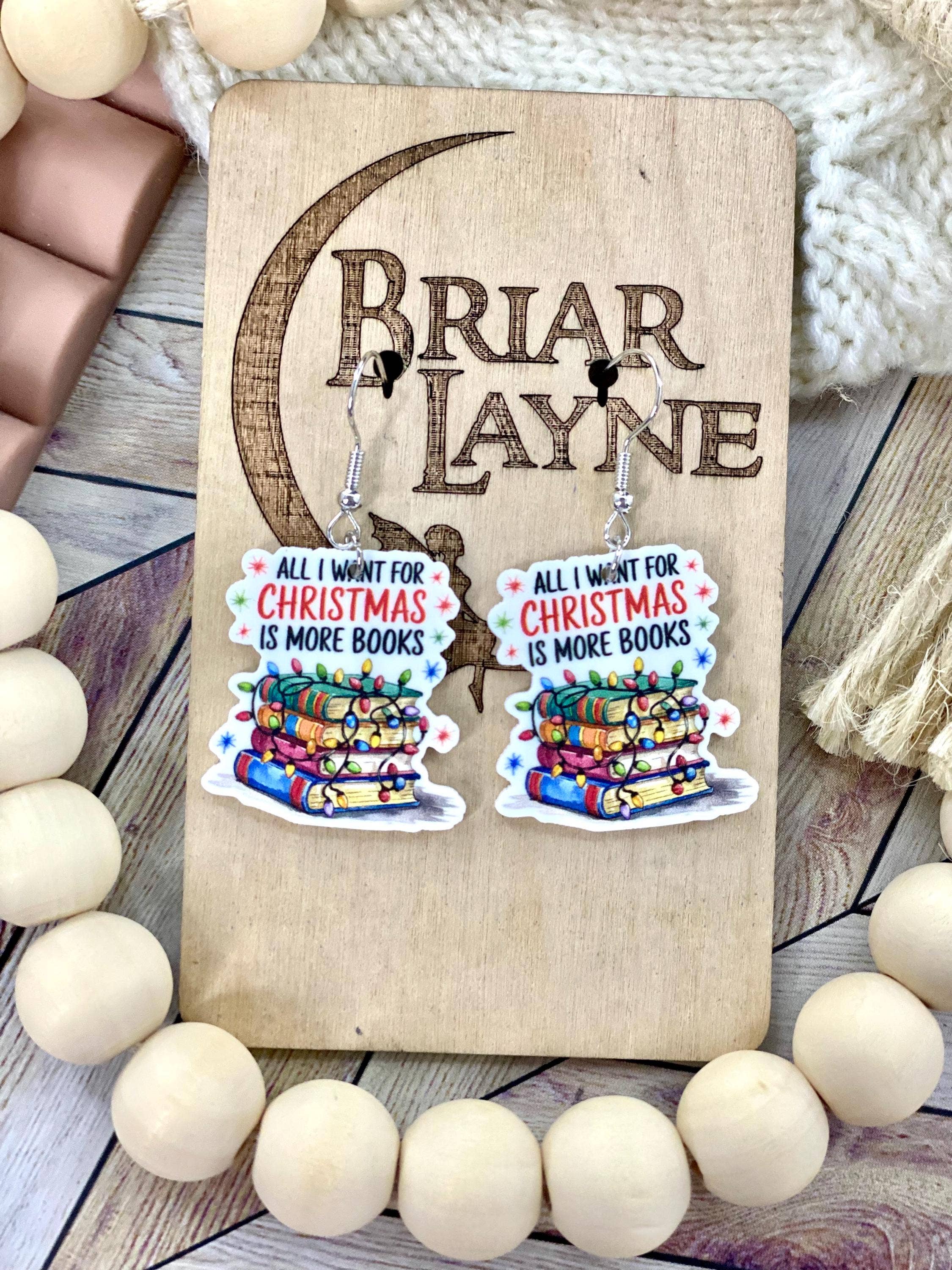 Briar layne - Wholesale Dangle Earrings - Christmas Book Lover Earrings5